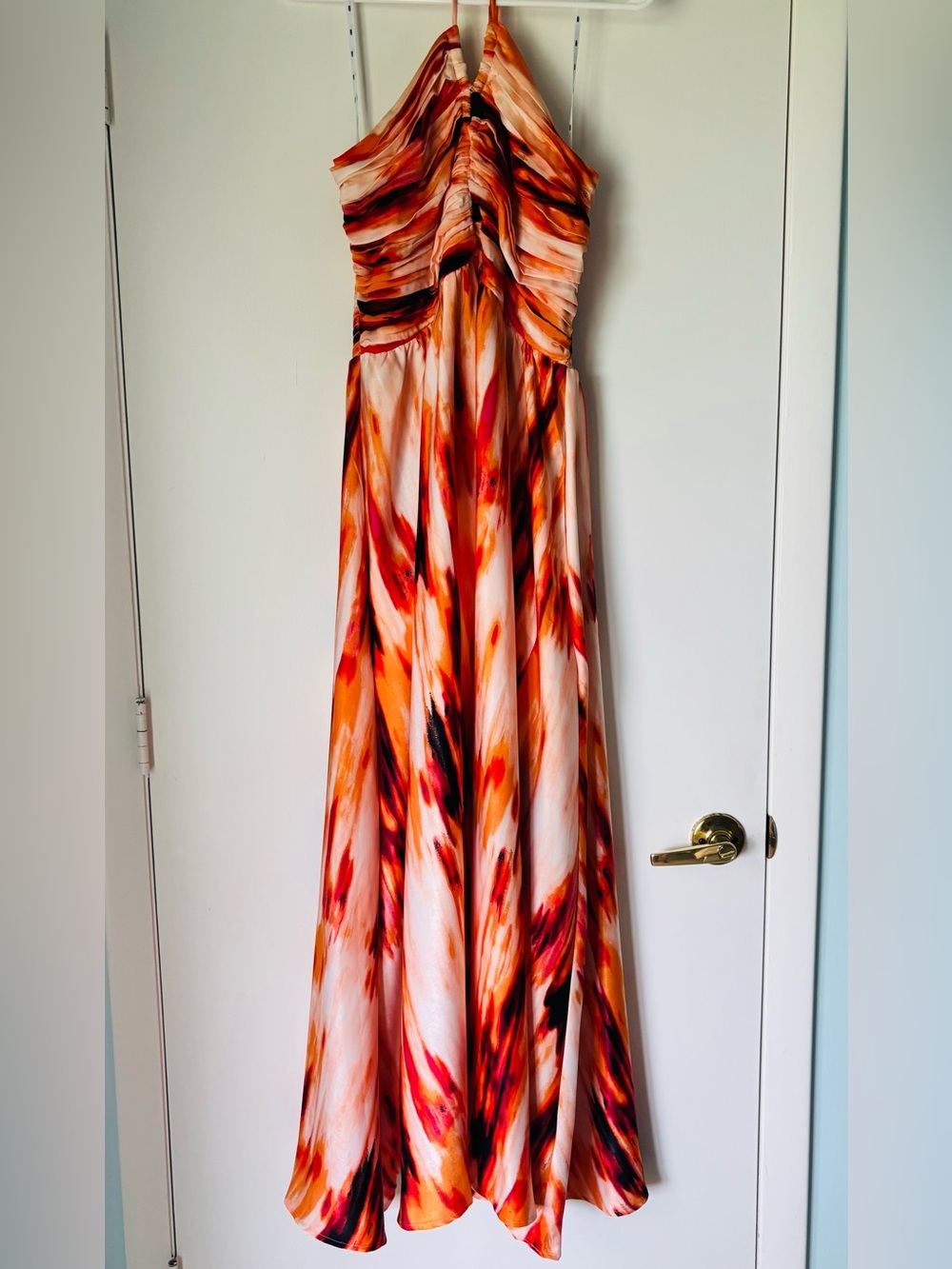 DKNY NWT Brushstroke Stunning Halter Flowy Maxi Dress